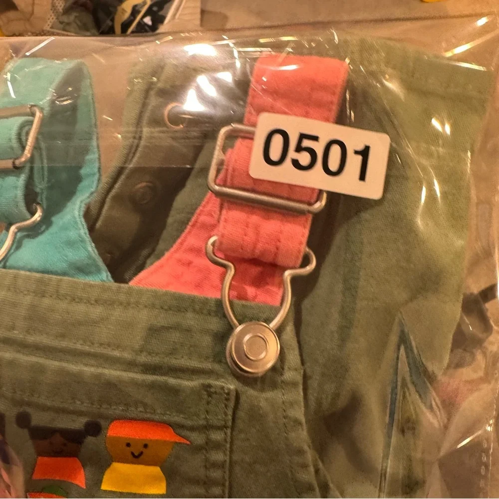 Christian Robinson Baby Size 3-6 Months Bib Overalls Pants Green color block